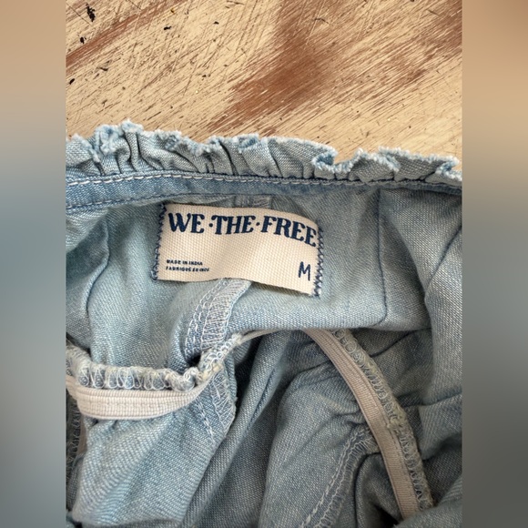 We The Free Light Wash Ruffled Denim Romper - Picture 3 of 4